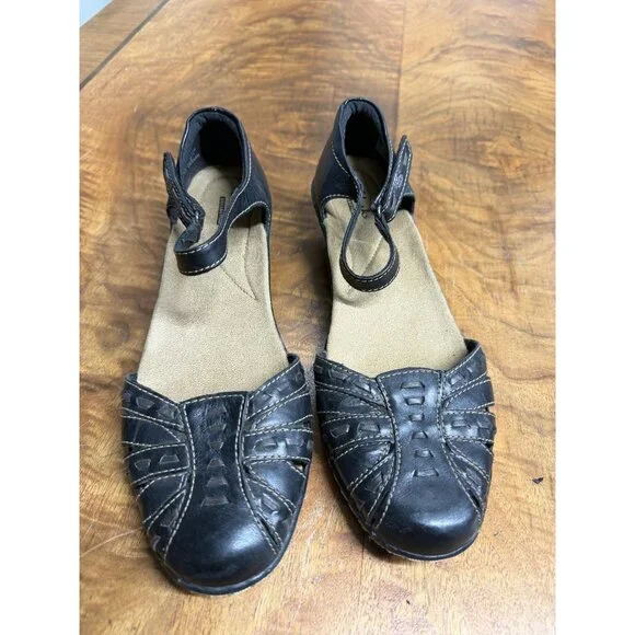 Women’s CLARKS size 8.5 Wendy Alto Black Leather Casual Shoes Sandals - Picture 2 of 7